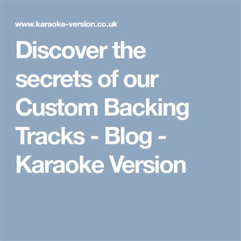 Discover the secrets of our Custom Backing Tracks | Backing tracks ...