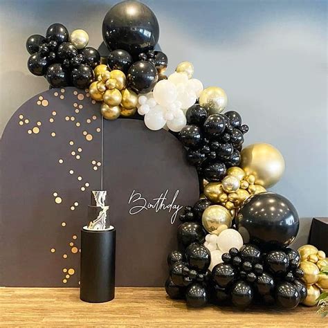 Buy Black and Gold Balloon Arch Kit, 110pcs Black Gold Balloons and ...