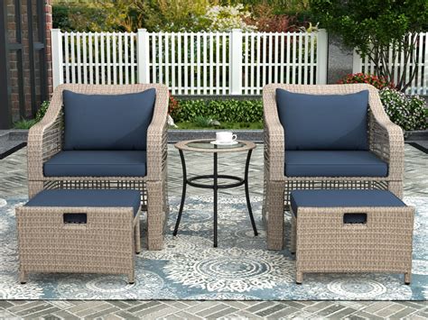 5-piece Outdoor Patio Chairs Set, BTMWAY Rattan Wicker Patio ...