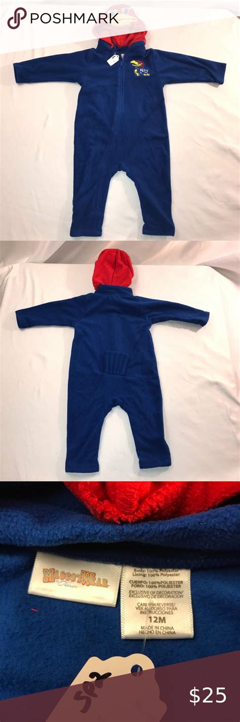 University of Kansas Jayhawks Baby Sz 12M Mascot Big Jay One Piece ...