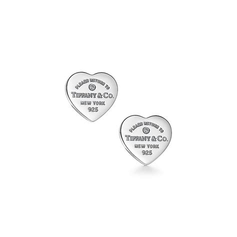 Return to Tiffany® Heart Tag Earrings in Sterling Silver with a Diamond ...