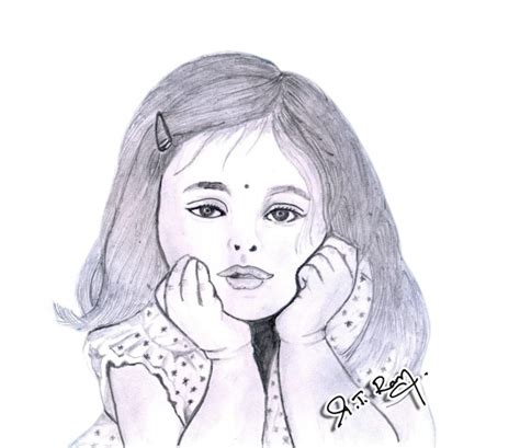 Pencil Sketch Of Cute Girl - Desi Painters