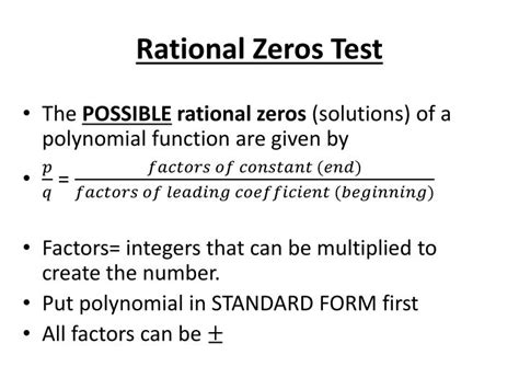 PPT - 5.6A Rational Zeros Theorem PowerPoint Presentation - ID:2506361