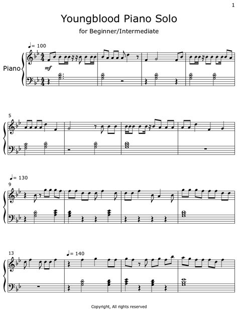 Youngblood Piano Solo - Sheet music for Piano