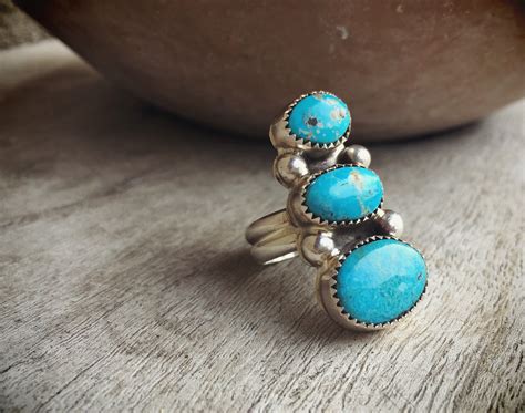 Signed Navajo Turquoise Ring, Native American Indian Jewelry, Vintage ...