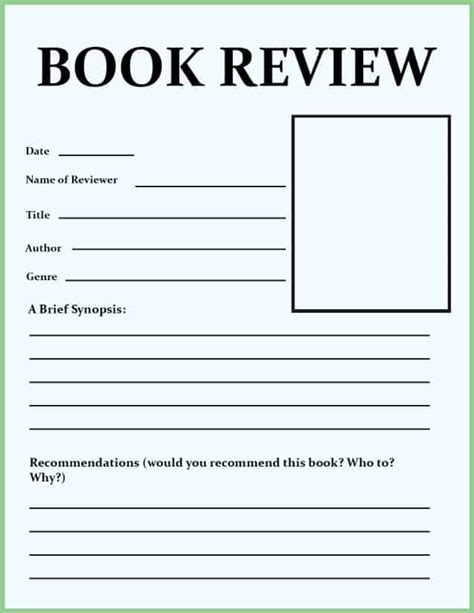 Printable Book Review Template