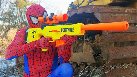 Sniper Spider Man Nerf War (Nerf Gun) - YouTube