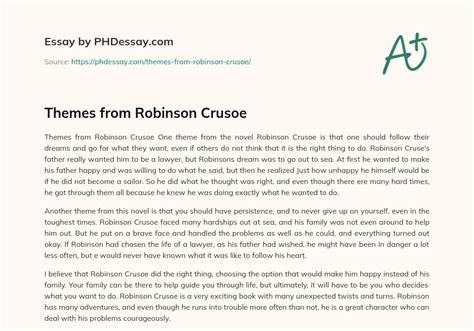 Themes from Robinson Crusoe (300 Words) - PHDessay.com