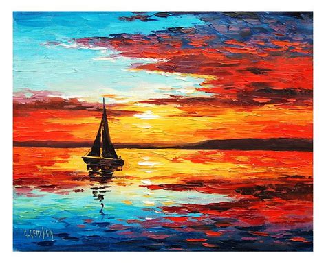 SUNSET OIL PAINTING Sailing Boat Decor by Graham Gercken - Etsy ...