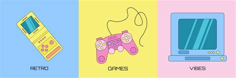 Set of three retro gaming elements, game console, gamepad and old ...