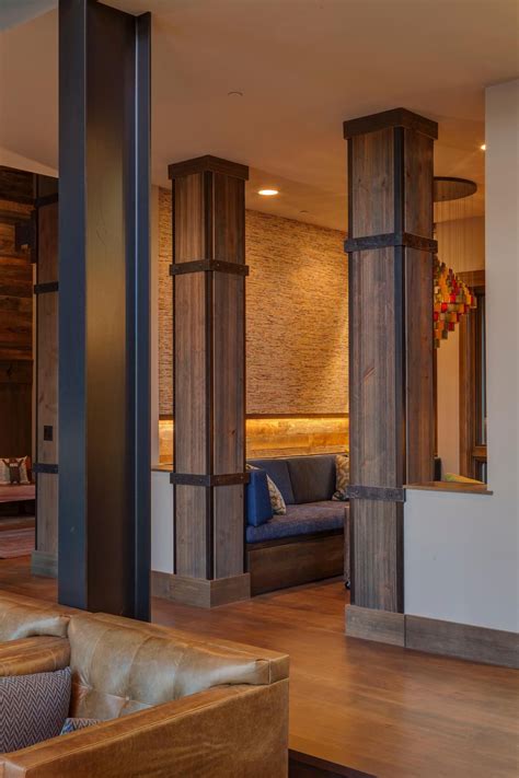 Rustic Modern Great Room | Interior columns, Wood columns, Column design