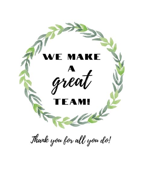 Great Team Printable Thank You for All You Do Coworker Gift - Etsy