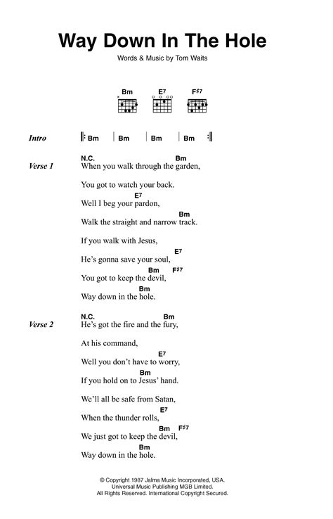 Way Down In The Hole by Tom Waits - Guitar Chords/Lyrics - Guitar ...