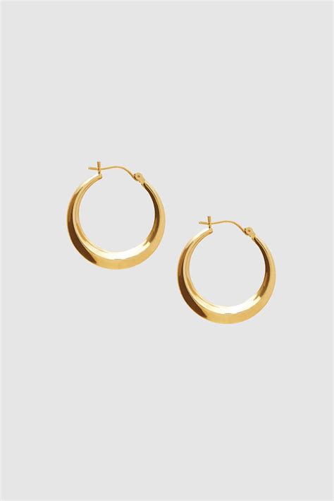 ANINE BING Small Knife Edge Hoop Earrings14k Gold - 14k Yellow Gold ...