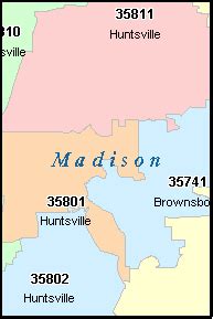 HUNTSVILLE Alabama, AL ZIP Code Map Downloads