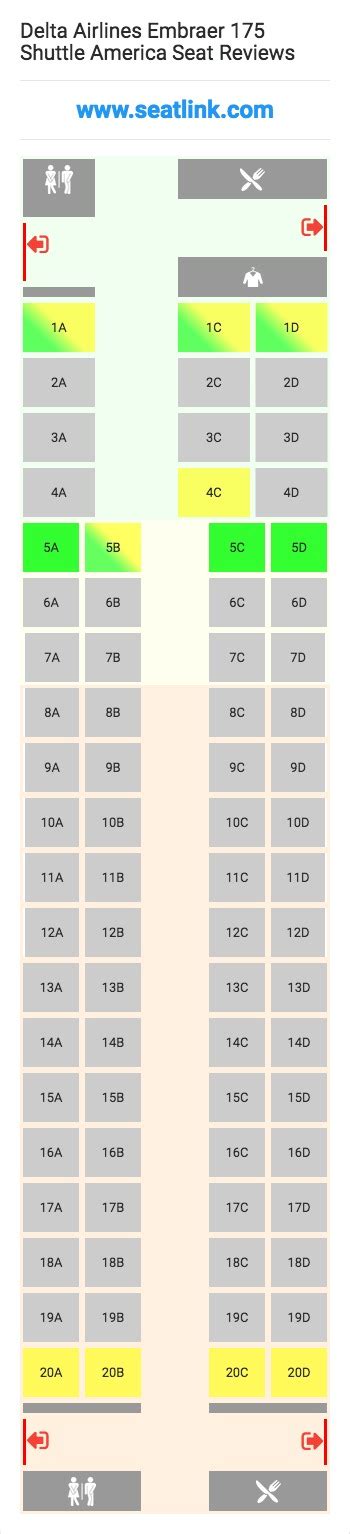 Delta Airlines Embraer 175 Shuttle America Seating Chart - Updated July ...