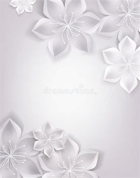 Elegant White Background with Textile Flowers Stock Vector ...