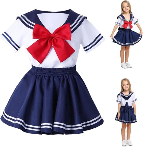 Amazon.com: Anime Kids Girl's Japan School Uniform Sailor Dress ...