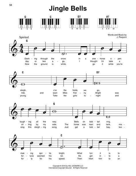 Jingle Bells by J. Pierpont Sheet Music for Super Easy Piano at Sheet ...