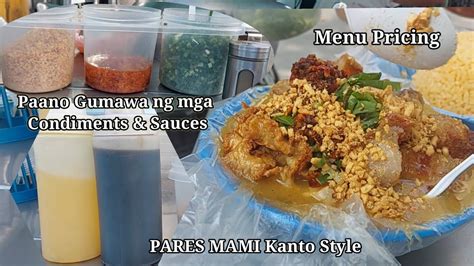 Menu Pricing l Mga Condiments & Sauces ng Pares Mami Kanto Style l ...