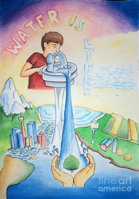 Water Is Life by Tanmay Singh in 2020 | Save water poster drawing ...