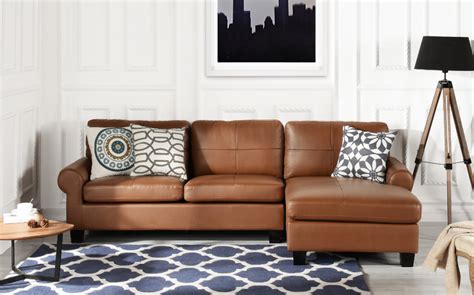 Light Brown Leather Match Upholstered Sectional Sofa, L-Shape Modern ...