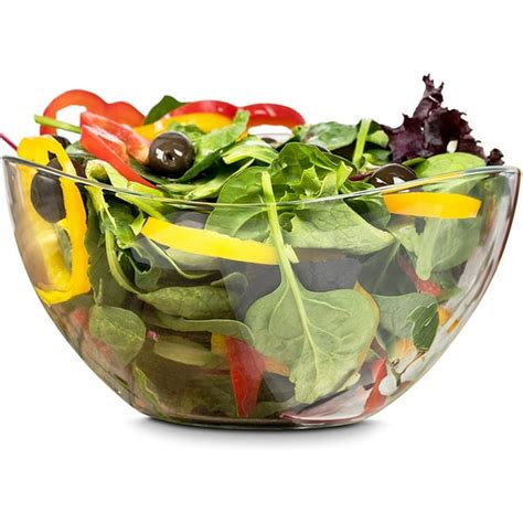 Zanzer Clear Glass Serving Salad Bowl - Mixing Bowl 63.5 oz, Wavy ...