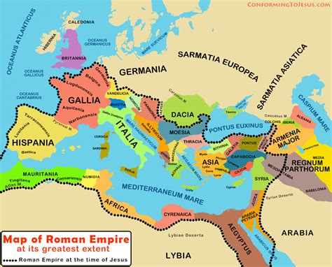 Map of Roman Empire at the Time of Jesus & at its greatest extent