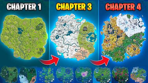 Evolution of Fortnite Map (Chapter 1 Season 1 - Chapter 4 Season 1 ...