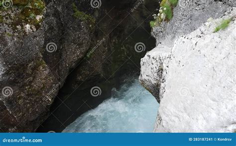 Mountain River Waterfall. Turbulent Flow of Pure Glacial Water Stock ...