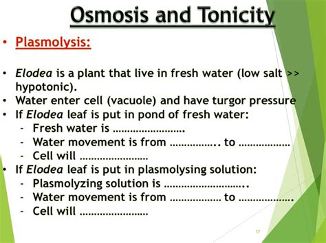 Solved Osmosis and Tonicity • Plasmolysis: . . Elodea is a | Chegg.com