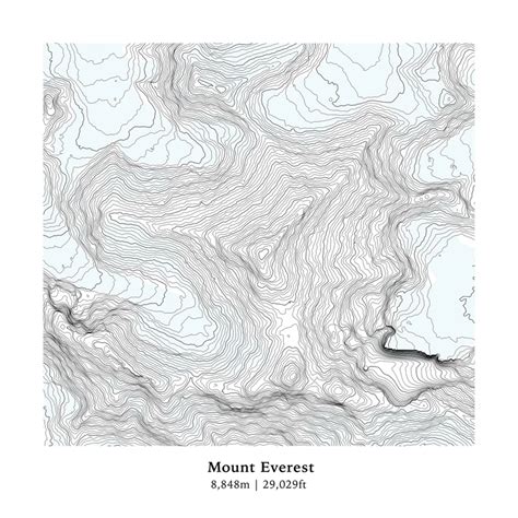 Mount everest topographic map himalayas in nepal features etsy ...