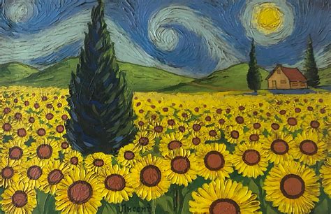 Sunflower Field by Vincent Van Gogh 1888 Signed Original Painting Oil ...