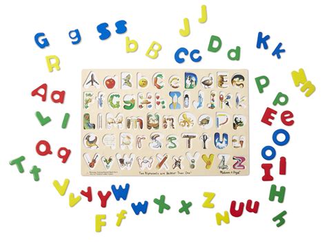 Melissa & Doug Upper & Lower Case Alphabet Letters Wooden Puzzle (52 ...