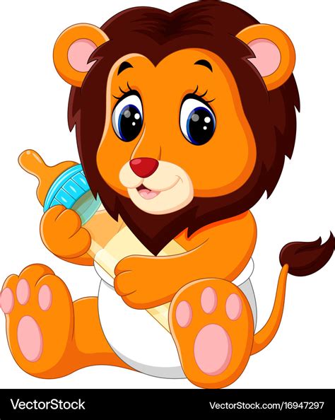 Cute baby lion cartoon Royalty Free Vector Image