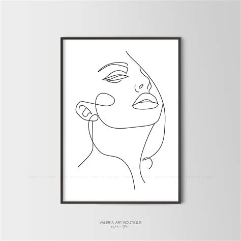 Face Line Art,woman One Line Art,female Drawing,abstract Face Print ...