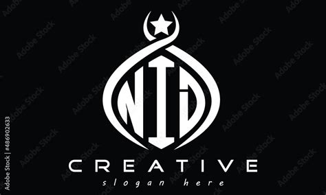 NID three letters monogram curved oval initial logo design, geometric ...