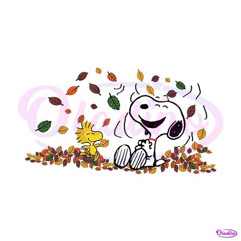 Fall Snoopy With Woodstock Autumn Leaves SVG File For Cricut