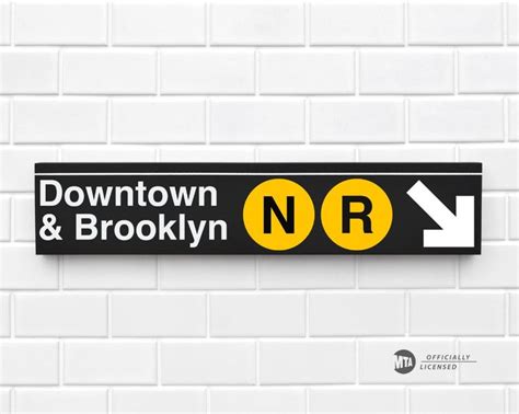 Downtown & Brooklyn N-R Trains New York City Subway Sign | Etsy in 2020 ...