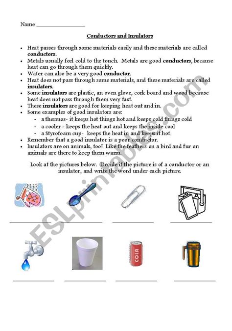 Conductors And Insulators Worksheet – E Street Light