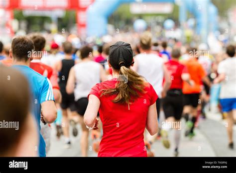 Running crowd at the marathon Stock Photo - Alamy