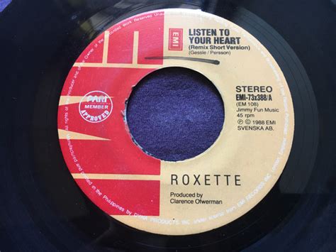 Roxette - Listen To Your Heart (Remix Short Version) (1988, Vinyl ...