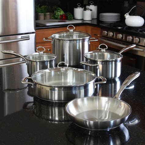 Induction 21 Steel 9-Piece Cookware Set in Stainless Steel, Brushed ...