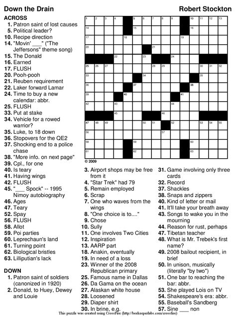 Crossword Puzzle Printable Medium