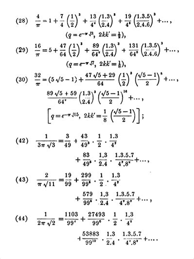 Ramanujan Formulas