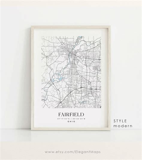 Fairfield Ohio Map Fairfield OH Map Fairfield City Print - Etsy