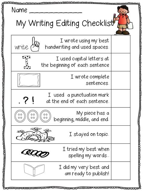 peer editing checklist from First Grade WOW | First grade writing ...