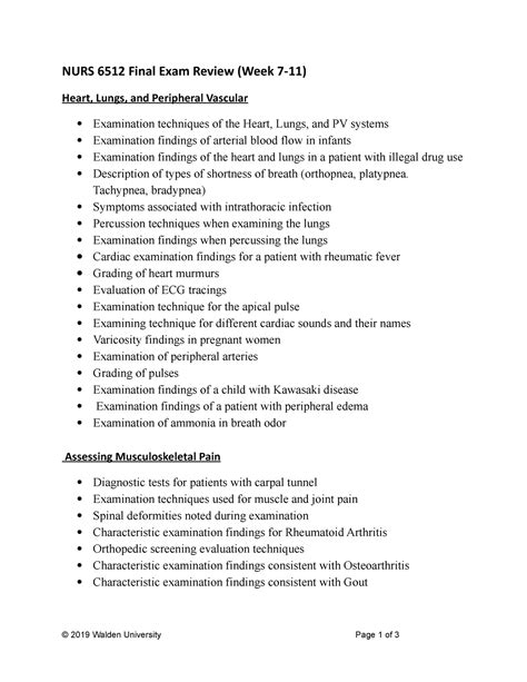 USW1 NURS 6512 Final Exam Review - Tachypnea, bradypnea) Symptoms ...