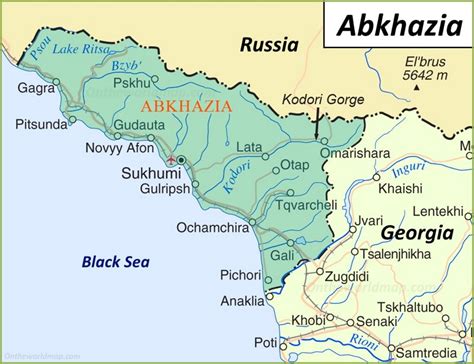 Abkhazia Political Map - Ontheworldmap.com