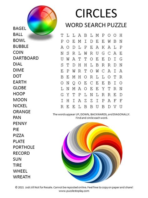 Circles Word Search Puzzle - Puzzles to Play